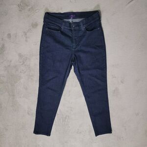 Nydj Lift Tuck Slim Straight Fit Jeans Dark Washed Blue Sz 10